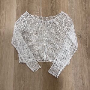 White Knit Cropped Sweater